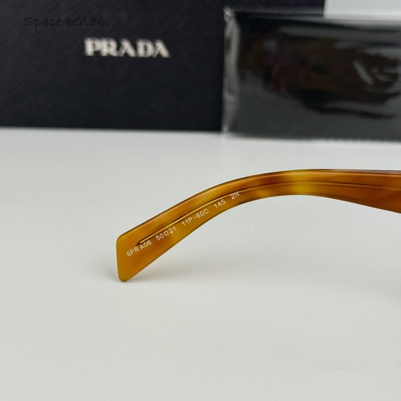 NEW Prada PRA06S 11P60C Cognac Tortoise Green Square Unisex Sunglasses PR A06S - Picture 7 of 8